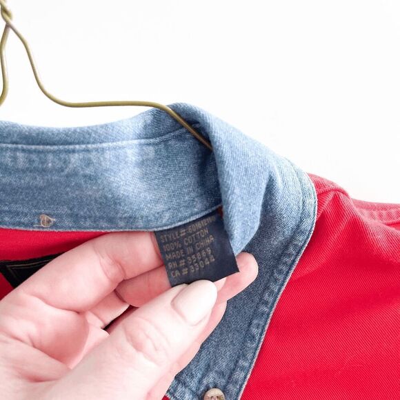 Roper Mens Long-Sleeve Denim Collar Heavyweight Western Shirt Red Size Large - Picture 4 of 9